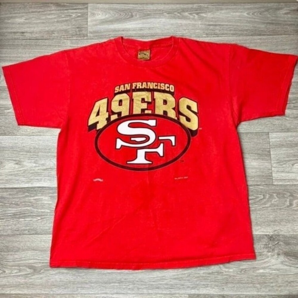 Red/Gold Vintage 90s NUTMEG 49ers NFL Football Shirt Mens size XL 90s VTG
